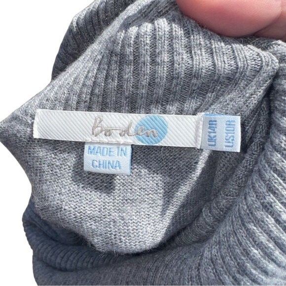 BODEN Cotton Cashmere Rabbit Fur Blend Cowl Neck Sweater Midi Dress Gray Size 14 - Picture 15 of 16